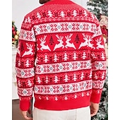 abordables Pull col rond-Homme Pull de Noël Pull de Noël moche Chandails de Noël pull de Noël Pull Côtelé Tricoter Hauts Réguliers Tricoté Chaque Col ras du cou Mode Basique Noël Vacances Vêtement Tenue Automne Hiver Rouge