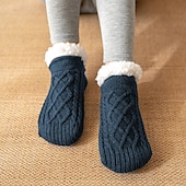 cheap Men's Socks-Men's 1 Pair Socks Sherpa Lined Socks Casual Socks Winter Socks Black Wine Color Plain Vacation Daily Knitted Warm Winter Fashion Casual