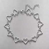 abordables Collier pour femme-Collier ras du cou cœur en argent pour femme – bijou tendance à maillons pour tenues décontractées et de soirée