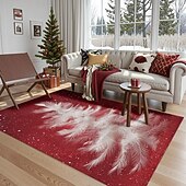 Недорогие Коврики-Коврик с белым рождественским деревом для гостиной и спальни элегантный белый сосновый коврик с красным фоном из искуcственного кашемира праздничное декоративное искусство мягкий нескользящий