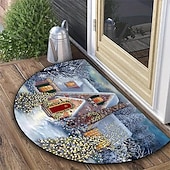 baratos Capacho-Capacho de Natal meia-lua tapete de entrada durável resistente à sujeira macio antiderrapante tapete de chão lavável em máquina capacho para a frente da porta decoração para casa na cozinha e no