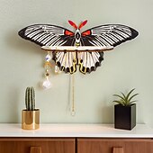 お買い得  彫刻-1個のクリエイティブでシンプルな壁掛けストライプの蝶型ディスプレイスタンド、釘なし、カラフルなクリエイティブな蝶型の壁飾り吊り下げピース組み立て木製手工芸品吊り下げ装飾