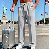 levne Přímá noha-Pánské Tepláky Široké tepláky Kalhoty Tepláky s otevřeným dnem Šňůrky Elastický pas Bez vzoru Prodyšné Plná délka Outdoorové sporty Ležérní Denní prázdniny Módní Černá Bílá Lehce elastické