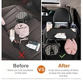 cheap Vehicle Service-3-in-1 Car Backseat Organizer with Tissue Box &amp; Cup Holder Multifunctional Storage Bag for Vehicle Seat, Keep Your Car Neat and Tidy