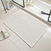abordables Alfombra de baño absorbente-Alfombra de baño tipo gofre, alfombras de baño bohemias antideslizantes y lavables, ultrasuaves, súper absorbentes y de secado rápido, decoración rústica para el baño