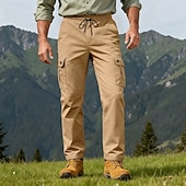 abordables Pantalons Cargo-Homme Pantalons Cargo Pantalons Multi-poches Taille élastique avec cordon de serrage Uni Portable Extérieur Quotidien Camping &amp; Randonnée Mode Classique Noir Vert Véronèse