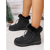 preiswerte Damenstiefel-wasserdichte Schneestiefel für Damen mit Kunstfellfutter – Winterstiefel zum Schnüren mit Reißverschluss und verstellbaren Schnürsenkeln, in mehreren Farben erhältlich