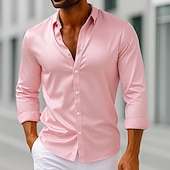 Homens Camisa Social Blusa de cetim Saia Camisa casual camisa de botão Camisa de formatura Tecido Formal Casamento Preto Branco Rosa Azul Royal Manga Longa Lapela Primavera Todas as Estações Roupa baratos Camisas de cetim masculinas-Homens Camisa Social Blusa de cetim Saia Camisa casual camisa de botão Camisa de formatura Tecido Formal Casamento Preto Branco Rosa Azul Royal Manga Longa Lapela Primavera Todas as Estações Roupa
