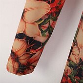 economico Sala da Ballo Standard-abito da ballo da sala con stampa floreale per donna - abito a trapezio con maniche lunghe e accenti gialli per competizioni, latino americani ed eventi di danza - rosso&amp;amp;floreale