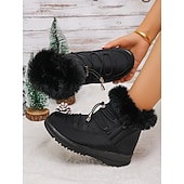 preiswerte Damenstiefel-wasserdichte Schneestiefel für Damen mit Kunstfellfutter – Winterstiefel zum Schnüren mit Reißverschluss und verstellbaren Schnürsenkeln, in mehreren Farben erhältlich