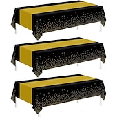Décorations de fête du Nouvel An noires et dorées, ensemble de 3 nappes jetables en plastique épais pour anniversaire, dîner, dessert, pique-nique &décoration d'événements abordables Nouvel An-Décorations de fête du Nouvel An noires et dorées, ensemble de 3 nappes jetables en plastique épais pour anniversaire, dîner, dessert, pique-nique &décoration d'événements