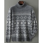 preiswerte Herrenpullover-Herren Weihnachtspullover Wollpullover Pullover Kaschmir Strickpullover Gerippt Stricken Normale Oberteile Gestrickt Geometrisch Rollkragen Mode Basic Urlaub Alltagskleidung Bekleidung Herbst Winter