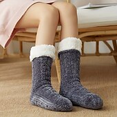 Недорогие Домашние тапочки-женские носки из шенилла, мягкие, теплые зимние носки-тапочки для дома, сна или беременности, уютные нескользящие махровые гетры