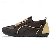 baratos Tênis Casuais-Tênis casual masculino amarelo e preto com design de malha respirável, calçado leve e antiderrapante para caminhadas ao ar livre, viagens e estilo cotidiano