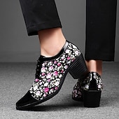 abordables Chaussures Déclaration-Chaussures à talons hauts noires à motif floral pour homme – Design élégant et tendance, parfaites pour les événements formels, les tenues tendance et les sorties en soirée