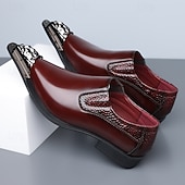 billige Loafers-Brune slip-on pensko i kunstskinn med metalltåhette til herre, elegante fest- og forretningssko