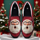  Men's Christmas Santa Graphic Slip-On Shoes – Fun 3D Santa Design, Cozy and Comfortable, Perfect for Holiday Parties & Christmas Celebrations