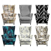 cheap Wingback Chair Cover-Floral, Striped &amp; Geometric Printed Wingback Chair Covers, Stretch Polyester Slipcovers for Armchairs, Decorative Furniture Protectors