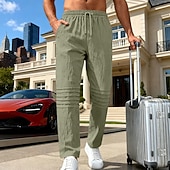 levne Klasický-Pánské Bavlněné plátěné kalhoty Kalhoty Plážové kalhoty Šňůrky Kapsy Elastický pas Bez vzoru Pohodlné Prodyšné Denní Plážové Dovolená Havajské Cikánský Armádní zelená Khaki