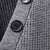 baratos suéter pulôver masculino-Homens Suéter Pulôver suéter Estriado Tricotar Tops regulares Conversível Tricotado Tecido Xaile Roupa de Malha Moderna Casual Roupa Diária Roupa Outono Inverno Preto Branco M L XL