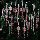 levne Ozdoby-20 ks vánočních křišťálových závěsných ozdob, průhledných akrylových rampouchů a sněhových vloček na vánoční stromeček, vánoční dekorace do domu