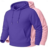 economico Felpa con cappuccio in pile-Per uomo Felpa con cappuccio Felpa con cappuccio in pile Felpa con cappuccio foderata in pile Giallo+Arancione Albicocca + Nero Cammello + Nero Viola + rosa Rosa + blu navy Con Cappuccio Semplice