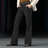 baratos Alargamento-Homens Social Calça larga Parte inferior do sino Calças Bolsos Tecido Conforto Respirável Casamento Ao ar livre Diário Moda Casual Preto Branco