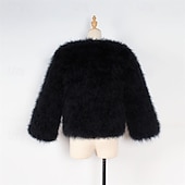 preiswerte Mädchen Kunstpelzmäntel-Kinder Mädchen Kunstpelzmantel Einfarbig Mode Schule Mantel Oberbekleidung Ab 4 Jahren Herbst Schwarz Weiß Kamel