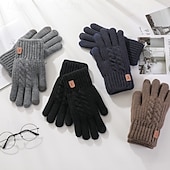 Недорогие Мужские шарфы и перчатки-Муж. 1 пара С пальцами Зимние Вязаные перчатки Перчатки без пальцев Мода Современное Перчатки Сохраняет тепло Вязанная Флис Полотняное плетение Осень Черный Темно синий Кофейный Серый