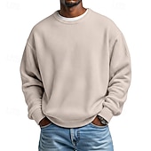 economico Felpe di base-Per uomo Maglia Felpa a nido d'ape Maglione Aalbicocca Bianco Girocollo Semplice Testurizzato Casuale Quotidiano Sport &amp; Outdoor Poliestere Streetwear Cool Abbigliamento Sportivo Primavera &amp; Autunno