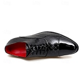 abordables Zapatos Oxford-Zapatos de vestir para hombre de piel sintética roja con detalle de tachuelas: elegantes zapatos de fiesta de Navidad para hombre.