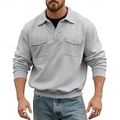 economico Felpe di base-Per uomo Maglia Felpa con cappuccio Maglione Felpa con cappuccio abbottonata Blu denim Nero Verde militare Blu marino Grigio chiaro Bavero Semplice Tasca Sport &amp; Outdoor Casuale Quotidiano Streetwear