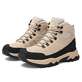 voordelige Winter- en sneeuwlaarzen-beige en zwarte waterdichte wandelschoenen voor heren met antislipzool en warme voering, outdoor trekkingschoenen voor winterkamperen en bergavonturen