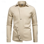 preiswerte Herrenhemd zum Knöpfen-Herren Hemd Sommerhemd Freizeithemd Strandhemd Knopfhemd Schwarz Weiß Kaki Langarm Einfach Revers Urlaub Hawaiianisch Knöpfe Bekleidung Mode Lässig Bequem