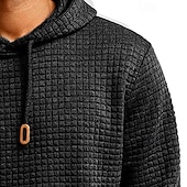 preiswerte Einfache Sweatshirts-Herren Kapuzensweatshirt Waffle Kapuzensweatshirt Pullover Kapuzensweatshirt Aprikose Weinrot Schwarz Weiß Marineblau Mit Kapuze Einfach Kängurutasche Strukturiert Sport &amp; Outdoor Lässig Täglich