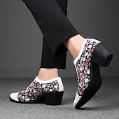 abordables Chaussures Déclaration-Chaussures à talons hauts noires à motif floral pour homme – Design élégant et tendance, parfaites pour les événements formels, les tenues tendance et les sorties en soirée