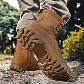 economico Scarponi da trekking-stivali da combattimento impermeabili marroni da uomo con suola ammortizzante e supporto rinforzato alla caviglia, calzature tattiche resistenti per lavoro, escursionismo e campeggio