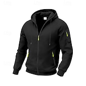 voordelige Tactische Hoodie-Voor heren Trui met capuchon Hoodie met volledige rits Fleece hoodie Tactische capuchon Zwart Marineblauw Khaki Lichtgrijs Donkergrijs Capuchon Effen Vetoketju Zak Sport &amp; Outdoor Casual Dagelijks