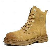 economico Stivali da lavoro-Per uomo Stivali Stivali da Lavoro Camminata Vintage Quotidiano PU Aumento Altezza Confortevole Stivali a Metà Polpaccio Allacciatura Tessuto almond Nero Giallo Autunno Inverno
