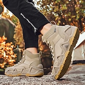 baratos Botas de caminhada-calçados esportivos masculinos bege de cano alto - botas táticas de caminhada duráveis para aventuras ao ar livre