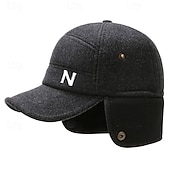 お買い得  メンズ ベースボールキャップ-男性用 耳あて付き帽子 冬の帽子 ウィンターウォームキャップ 耳あて付き冬用野球帽 冬用野球帽 ブラック グレー ポリエステル ファッション 現代コンテンポラリー デイリーウェア デート 単色/無地 保温 防風