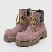 economico Stivali da lavoro-Per uomo Stivali Stivali da Lavoro Camminata Vintage Quotidiano PU Aumento Altezza Confortevole Stivali a Metà Polpaccio Allacciatura Tessuto almond Marrone scuro Nero Autunno Inverno