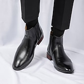 お買い得  チェルシーブーツ-メンズブラウンフェイクレザーチェルシーブーツ - スタイリッシュなスリッポンデザイン、快適で多用途、フォーマルやスマートカジュアルなシーンに最適