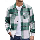 halpa flanellipaidat-Miesten Paita Rento paita Flanellipaita Button Up paita Rubiini Pitkähihainen Skottiruutukuvio Kauluskäänne Katuvaatteet Loma Tasku Vaatetus Puuvilla Muoti Vapaa-aika Mukava