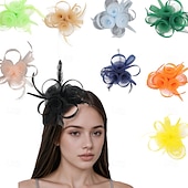 abordables Fascinateurs-Fascinators Tissu Chapeau Fedora Mariage Fête du thé Course de Chevaux Cocktail Élégant ancien Avec Plume Casque Couvre-chef