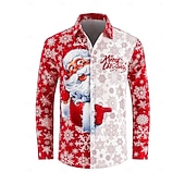 olcso Ingek-Karácsony Hosszú ujjak Gombos ing Mikulás Grafikus Újdonságok Vicces mert Férfi Felnőttek 3D nyomtatás mert Karácsony Farsang Újév Parti