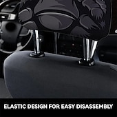 voordelige Voertuigservice-2 stuks schattige dieren auto hoofdsteun hoes - dubbelzijdig bedrukt ontwerp, elastische niet-gevulde pasvorm autostoel beschermers, krasbestendige hoofdsteun decoratie voor auto&#039;s, vrachtwagens,