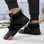 billiga Vinter- och snöstövlar-Orange och bruna vattentäta vandringskängor för män med pälsfoder – slitstarka och snygga skor för julens utomhusäventyr och vintervandringar