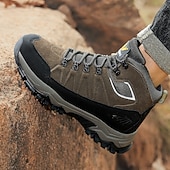 voordelige Winter- en sneeuwlaarzen-beige en zwarte waterdichte wandelschoenen voor heren met antislipzool en warme voering, outdoor trekkingschoenen voor winterkamperen en bergavonturen