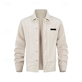 economico Giubbotti Casual-Per uomo Giacca Leggera Giacca in Velluto a Coste Giacca Cargo Giacca Casual Vacanza Quotidiano Traspirante Tasca Primavera Autunno Semplice Moda Classico Bavero Regolare Nero Cachi Grigio Giacca